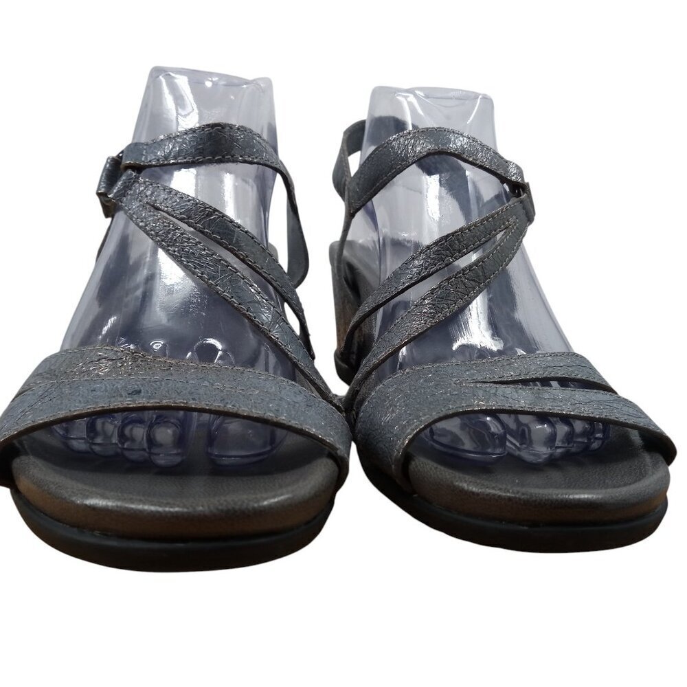 Dansko Addyson Pewter Leather Strappy Wedge Sandals Size 40 US 9.5-10 Metallic - Picture 4 of 13